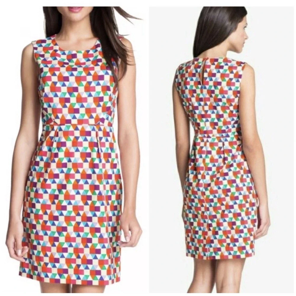 Kate Spade New York Abbey Colorful Geometric Print Dress Silk Blend size 8